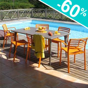 Mesa retangular 4-6 lugares chocolate laranja